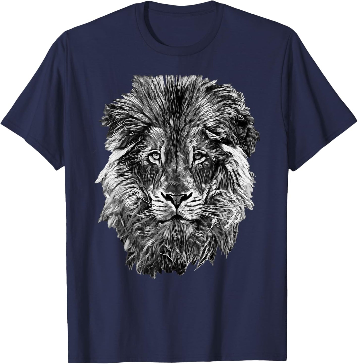 Black And White Lion Head T-Shirt - T-Shirt | Navy