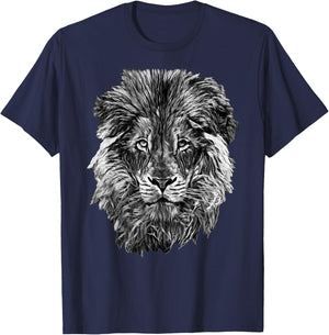 Black And White Lion Head T-Shirt - T-Shirt | Navy
