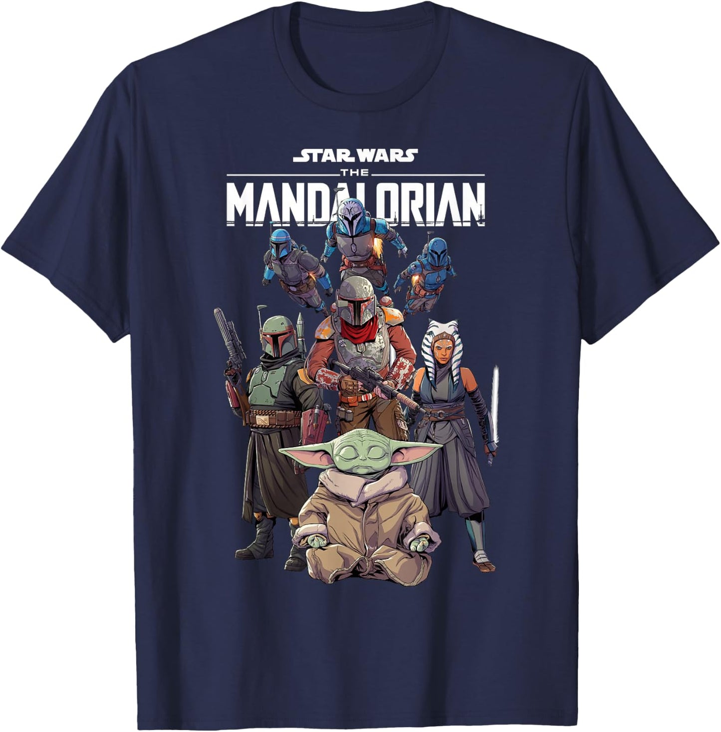 Star Wars: The Mandalorian Group Shot Hero Poster T-Shirt - T-Shirt | Navy
