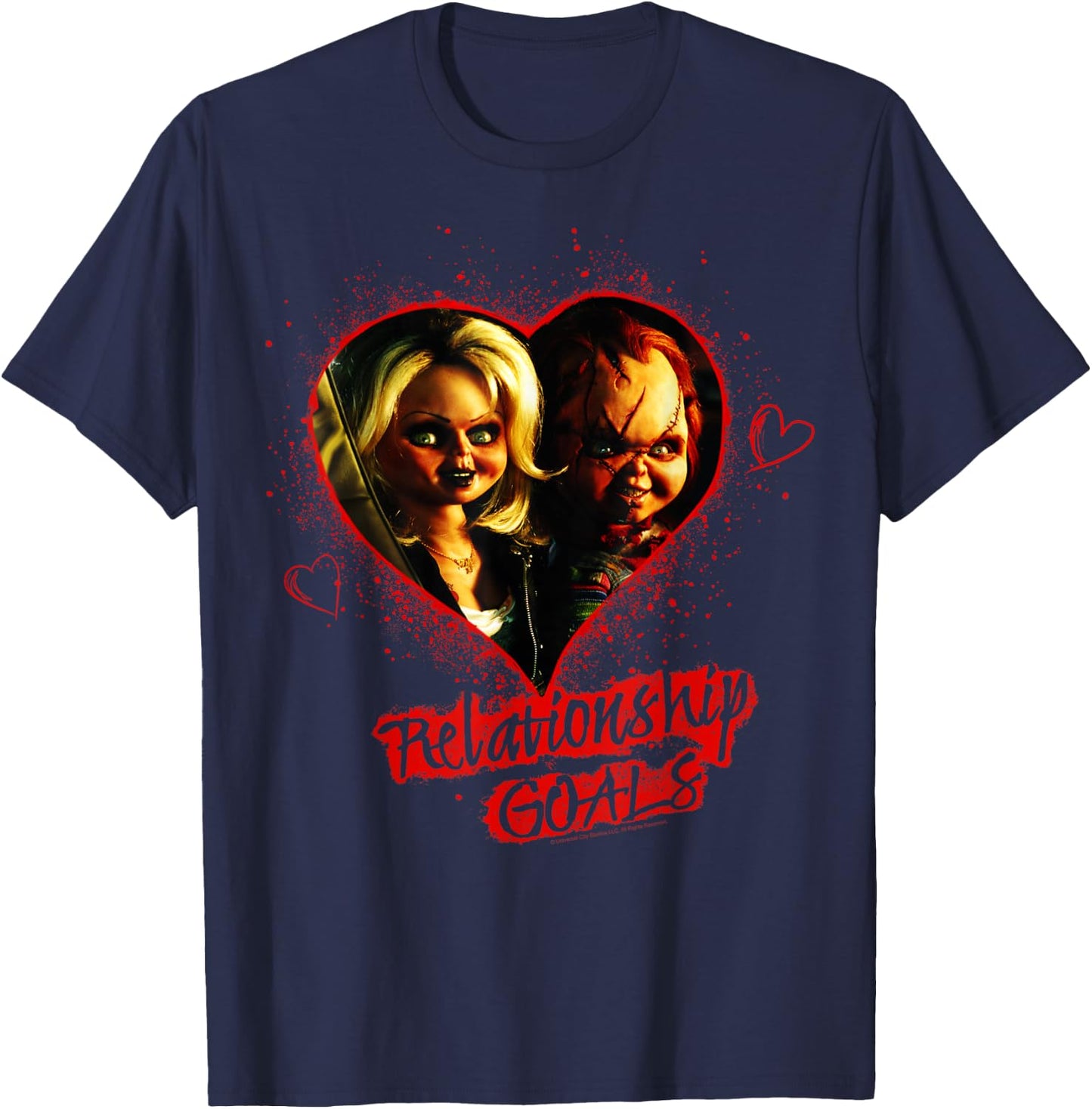 Child's Play Chucky And Tiffany Relationship Goals Short Sleeve T-Shirt - T-Shirt | Navy