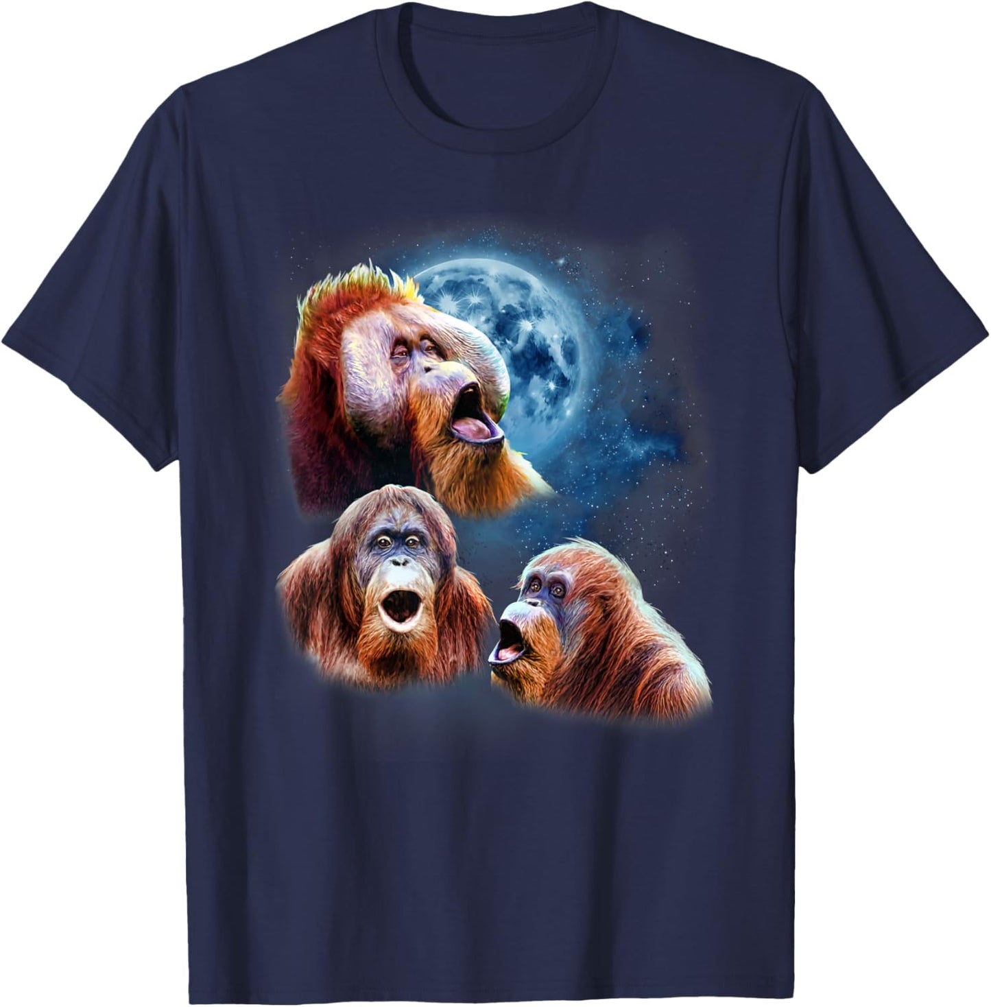 Funny Orangutan Shirt - Orangutans Howling at the Moon T-Shirt - T-Shirt | Navy