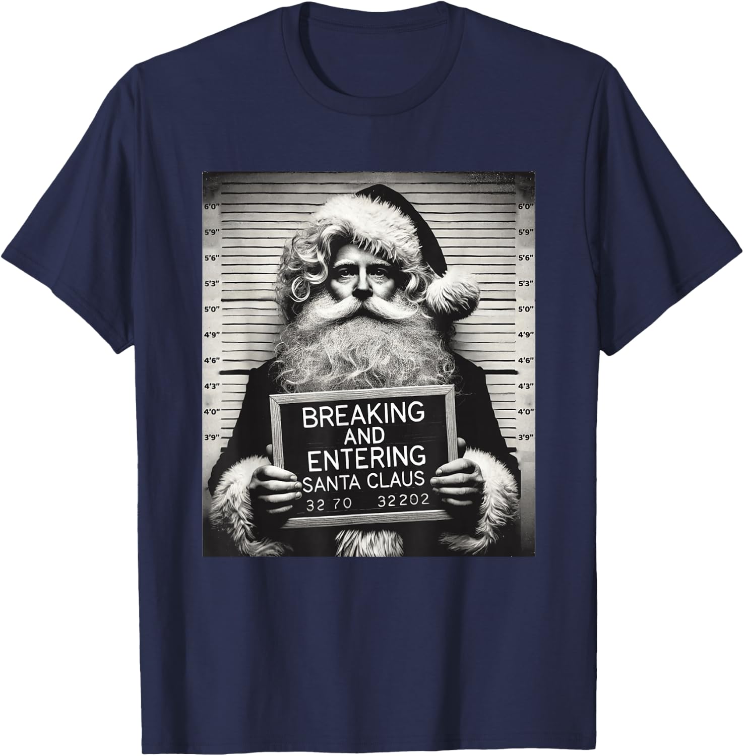 Santa Mugshot Funny Christmas Santa Xmas T-Shirt - T-Shirt | Navy