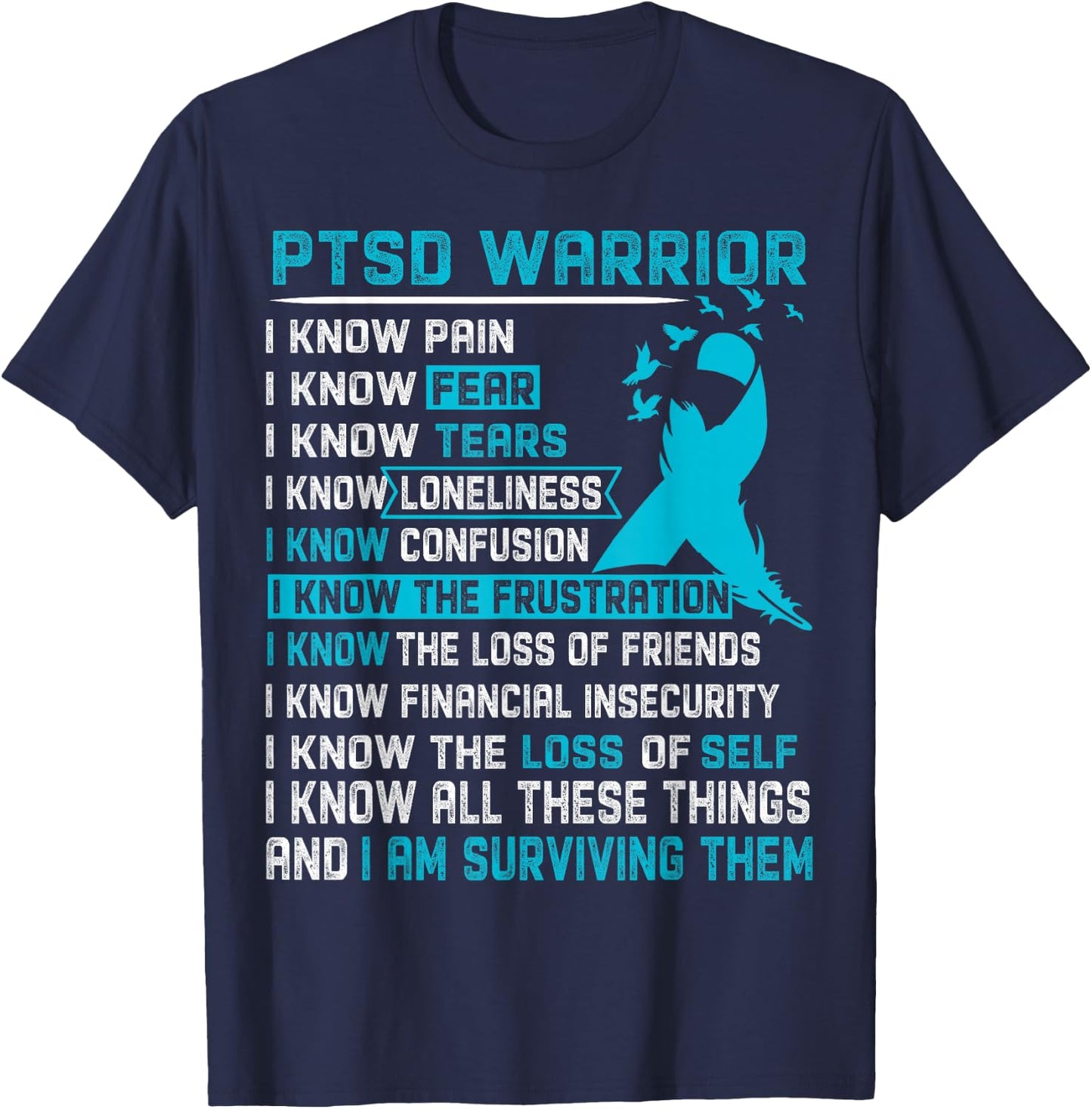 PTSD Warrior Shirt Men T-Shirt - T-Shirt | Navy