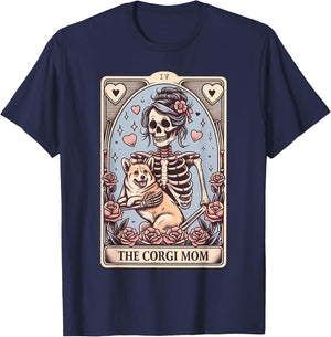 Corgi Dog Valentine's Day Skeleton Tarot Card Corgi Owner T-Shirt - T-Shirt | Navy