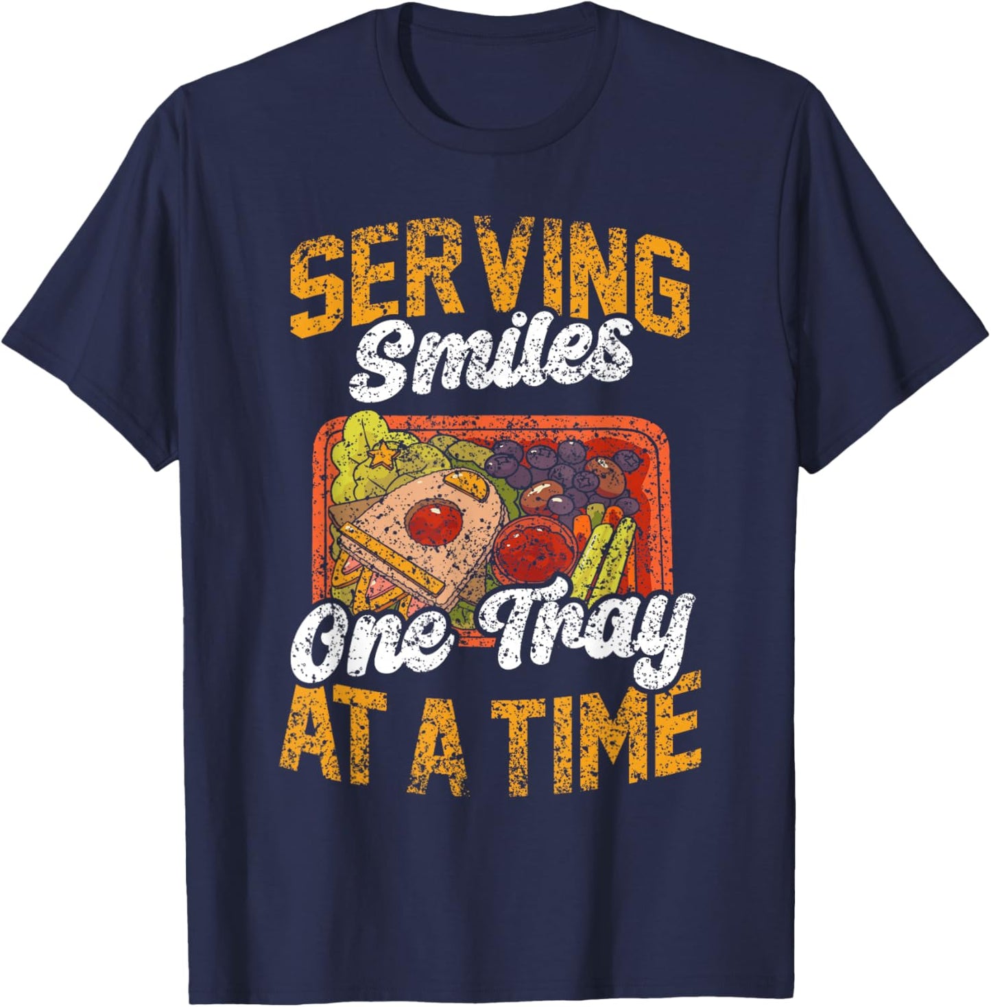 Serving Smiles One Tray At A Time Ladies Cafeteria Worker T-Shirt - T-Shirt | Navy