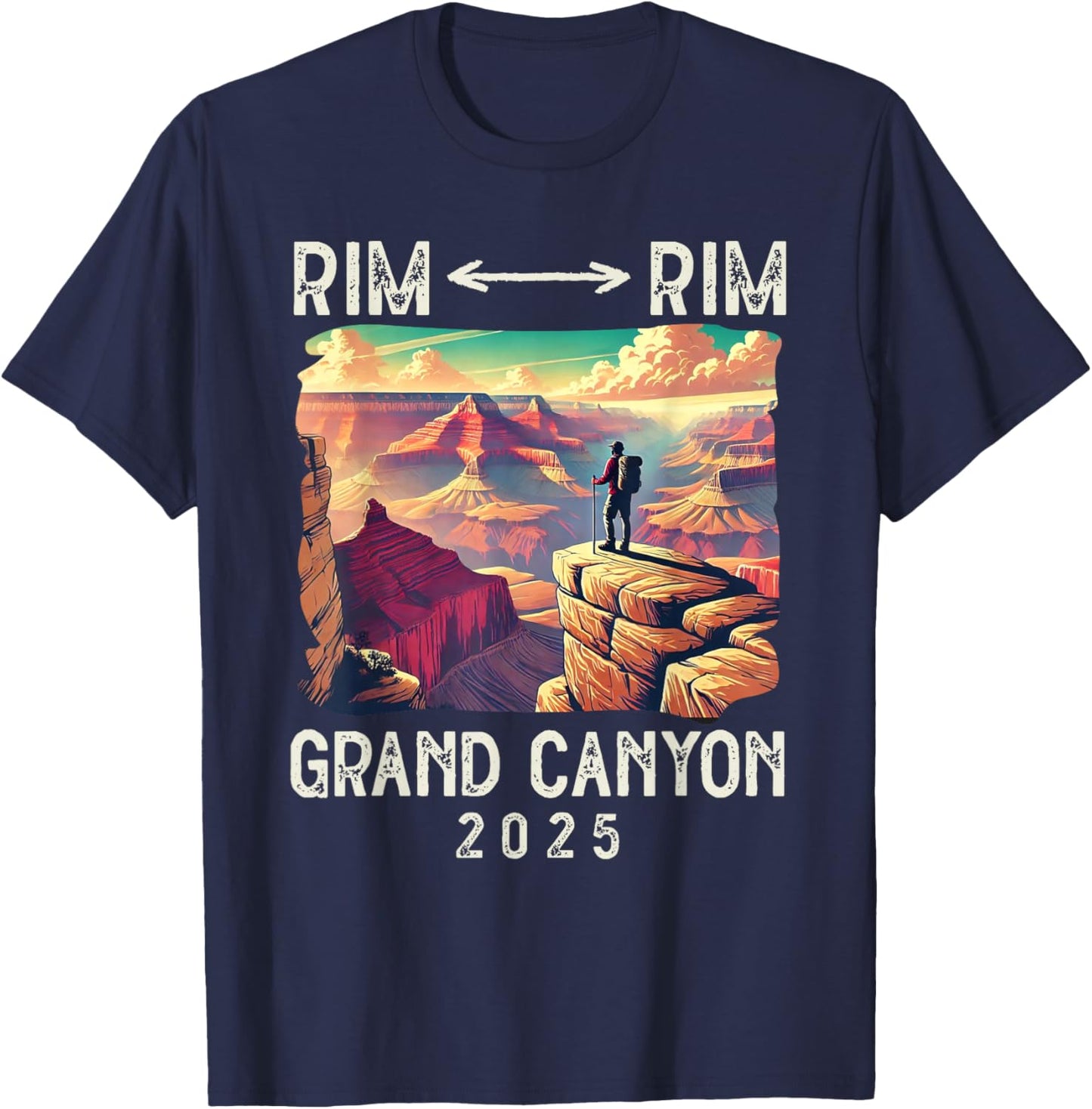 Rim Rim Grand Canyon, I Hiked The Grand Canyon 2025 Vintage T-Shirt - T-Shirt | Navy