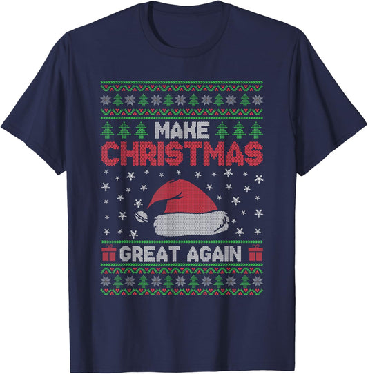 Make Christmas Great Again Funny Holiday Christmas T-Shirt - T-Shirt | Navy