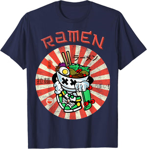 Cute Ramen Skater Kawaii Anime Skateboard Lover Teens T-Shirt - T-Shirt | Navy