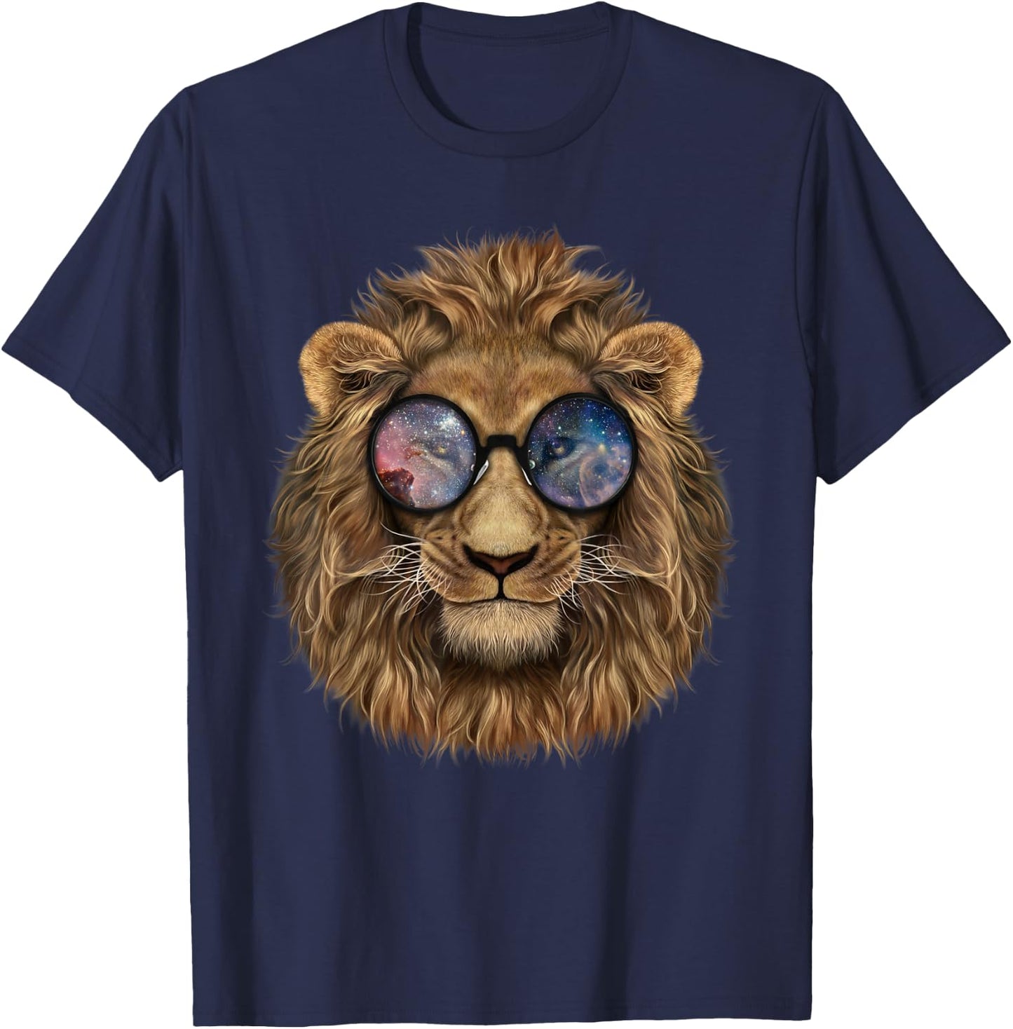 Alpha Lion Wearing Space Galaxy Sunglass T-Shirt - T-Shirt | Navy
