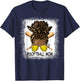 Afro Messy Bun Softball Mom Leopard Black Mommy Mother's Day T-Shirt - T-Shirt | Navy
