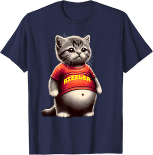 Rizzy Big Belly Rizz Fat Cat Art Dank Fat Kitten Rizzler Men Women Girls Kids T-Shirt - T-Shirt | Navy