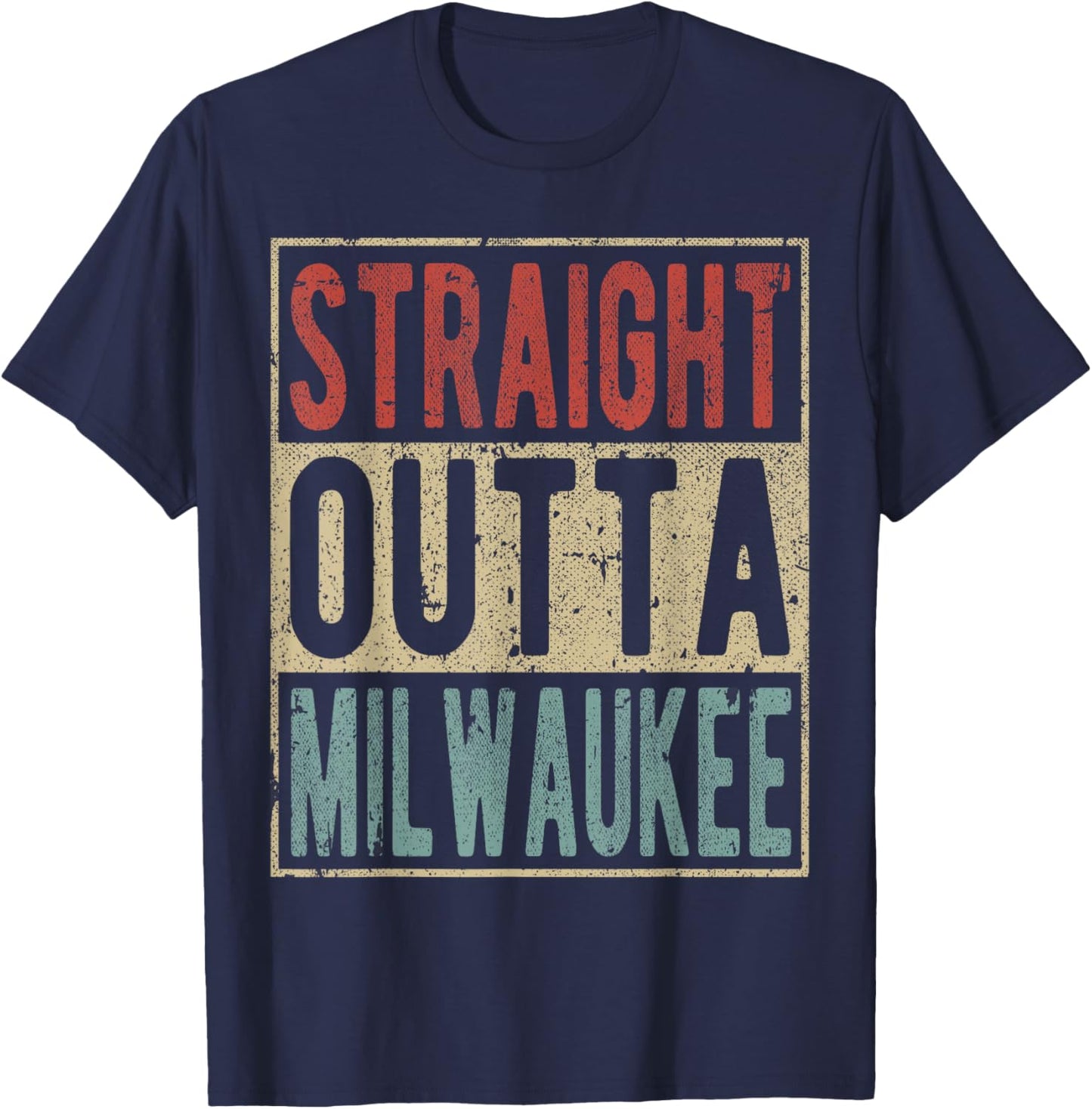 Milwaukee City Retro Straight Outta Milwaukee T-Shirt - T-Shirt | Navy