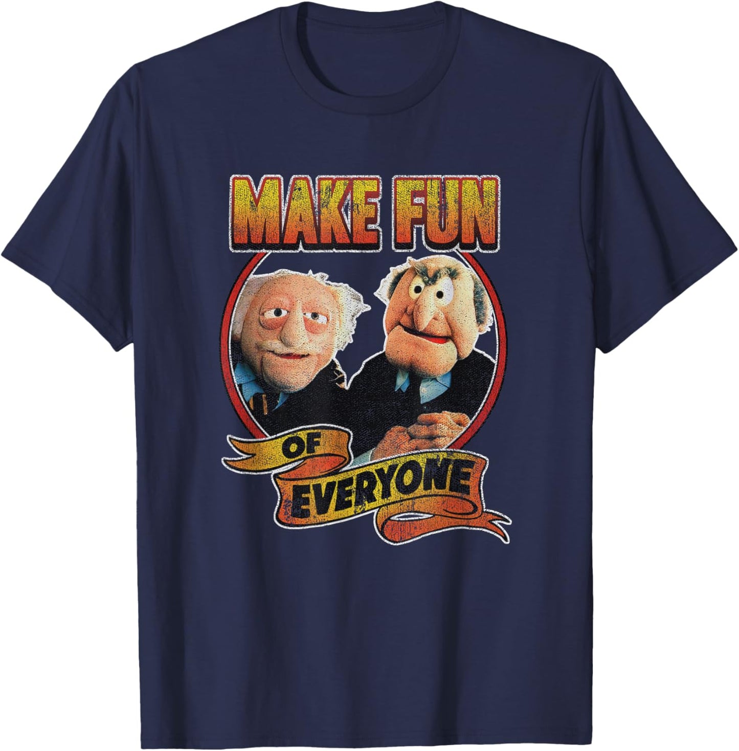 Disney The Muppets Make Fun of Statler Waldorf Vintage Shot T-Shirt - T-Shirt | Navy