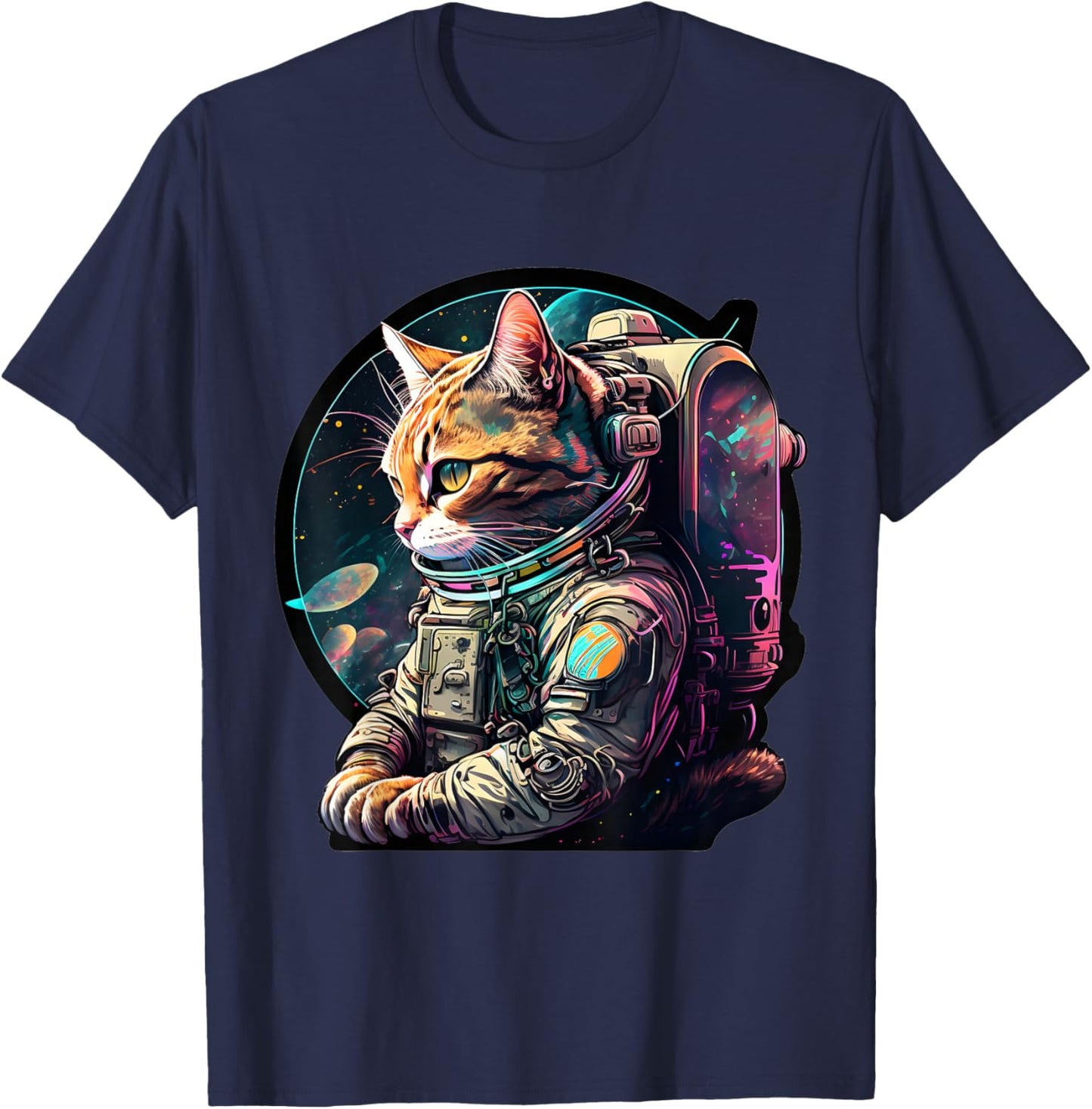 catstronaut Hero Universe Space Cat Astronaut With Spacesuit T-Shirt - T-Shirt | Navy