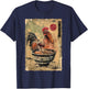 Chicken Eating Ramen Noodles Japanese Woodblock Ukiyoe Art T-Shirt - T-Shirt | Navy