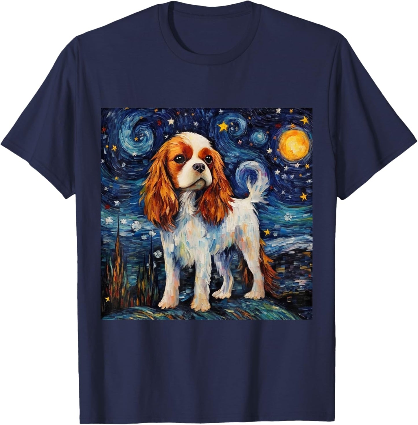Cavalier King Charles Spaniel Starry Night T-Shirt - T-Shirt | Navy