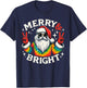 Vintage Retro Merry And Bright Hippie Santa Peace Christmas T-Shirt - T-Shirt | Navy