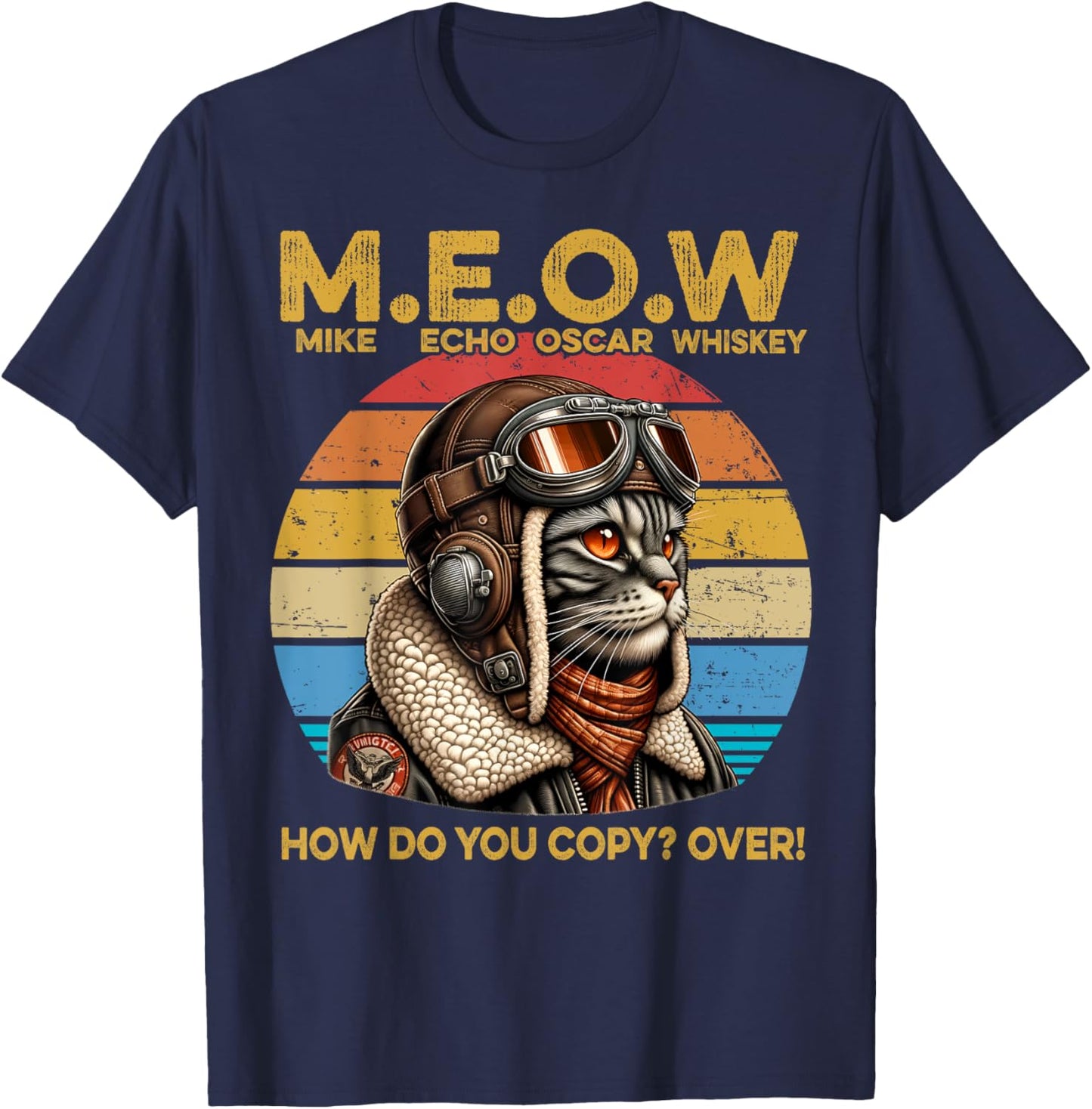 Mike Echo Oscar Whisky How Do You Copy Over Cat Vintage Women Kids T-Shirt - T-Shirt | Navy