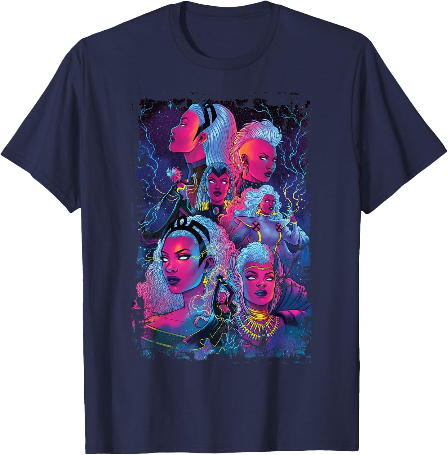 Marvel X-Men Storm of Past and Present Distressed Poster T-Shirt - T-Shirt | Navy