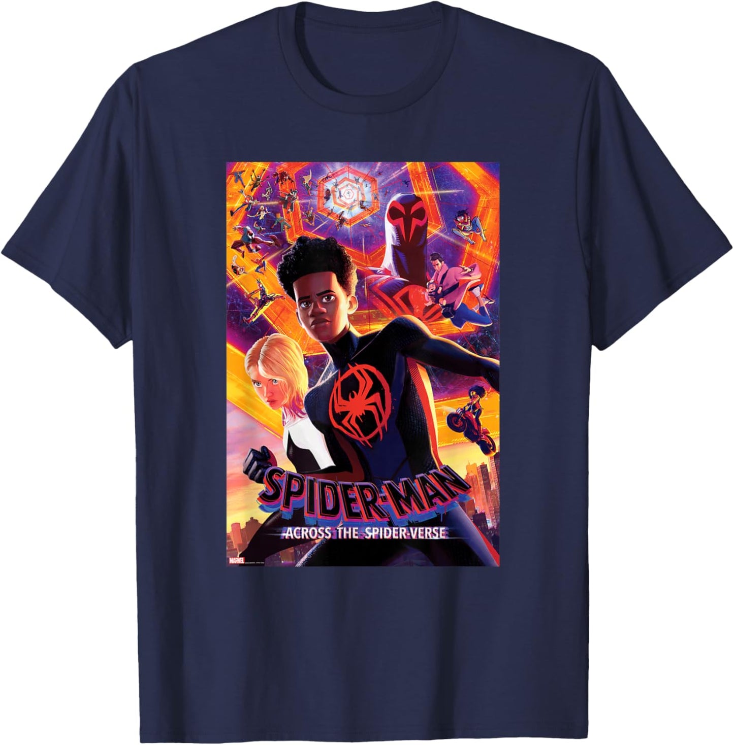Marvel Spider-Man: Across The Spider-Verse Infinite Spiders T-Shirt - T-Shirt | Navy