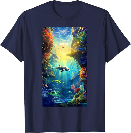 Underwater Sea Wonderland Ocean Nature Protection T-Shirt - T-Shirt | Navy