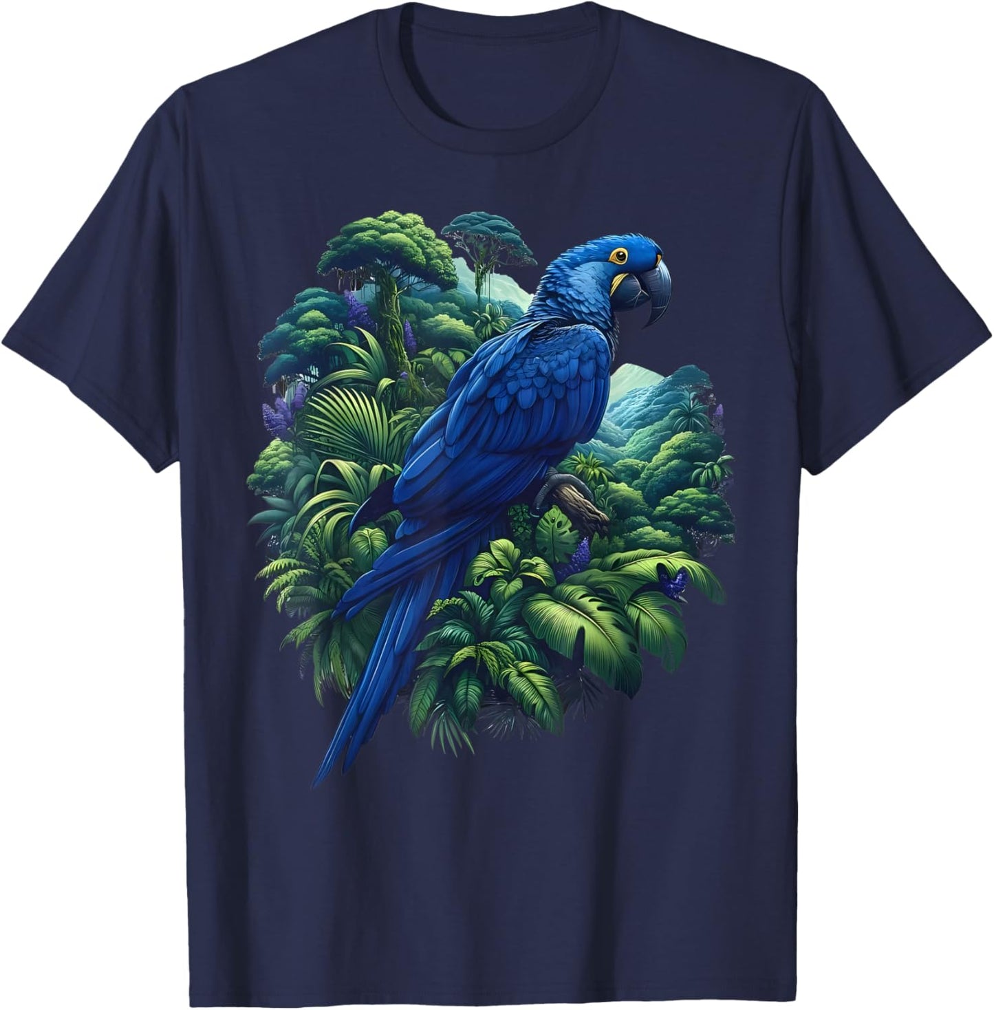 Tropical Forest Parrot for Bird Watching Macaw T-Shirt - T-Shirt | Navy
