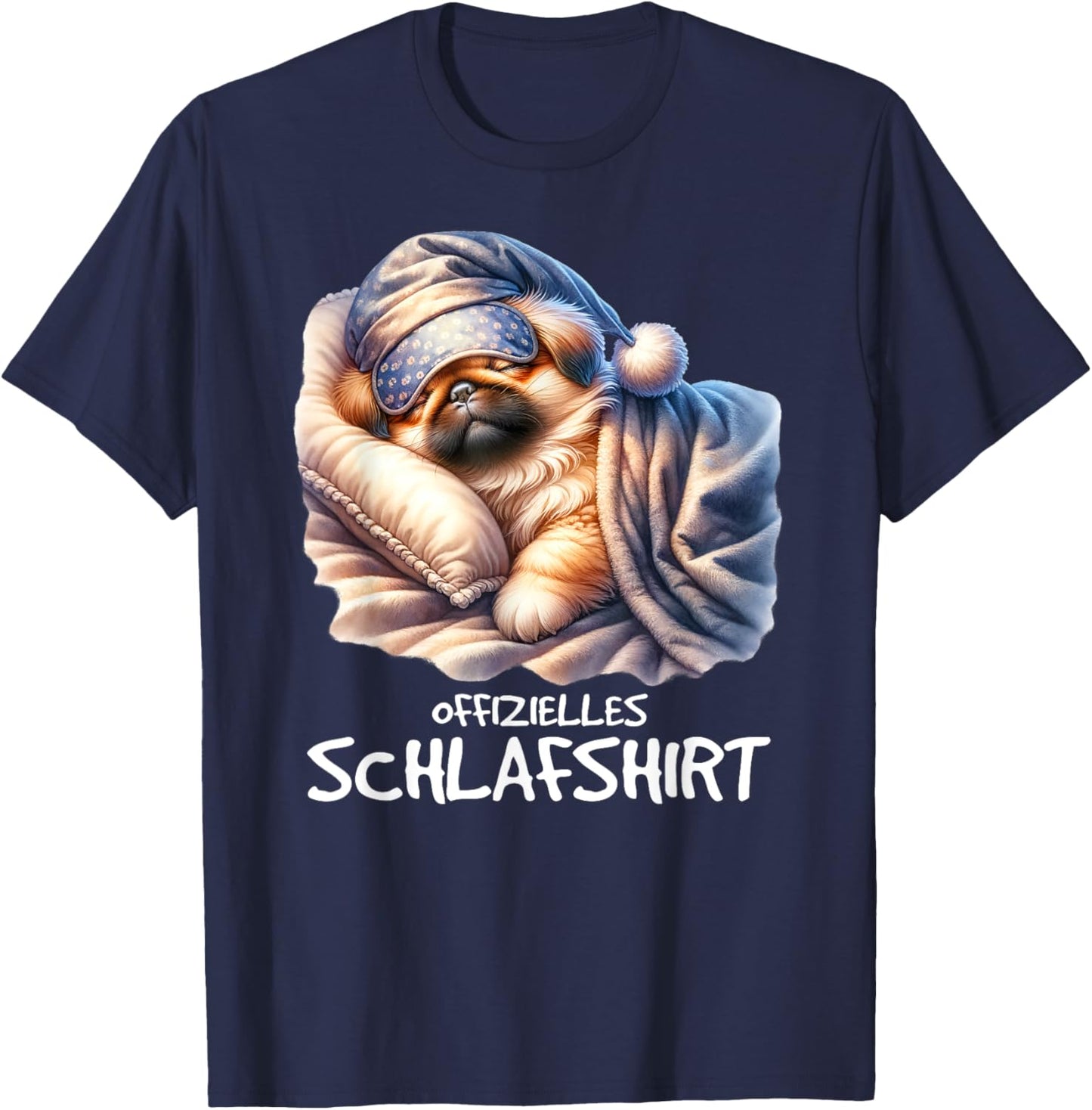 Offizielles Schlafshirt Hund Pekinese T-Shirt - T-Shirt | Navy