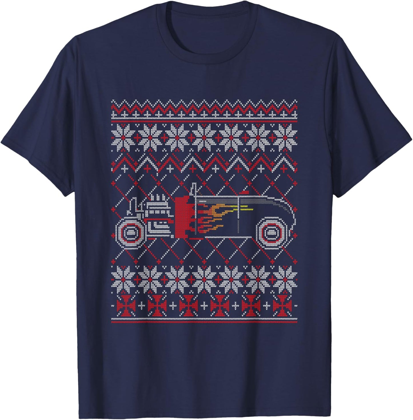 Hot-Rod Racing Ugly Christmas Sweater Vintage Car Tuning T-Shirt - T-Shirt | Navy
