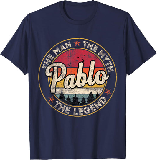 Pablo The Man The Myth The Legend Personalized Name T-Shirt - T-Shirt | Navy
