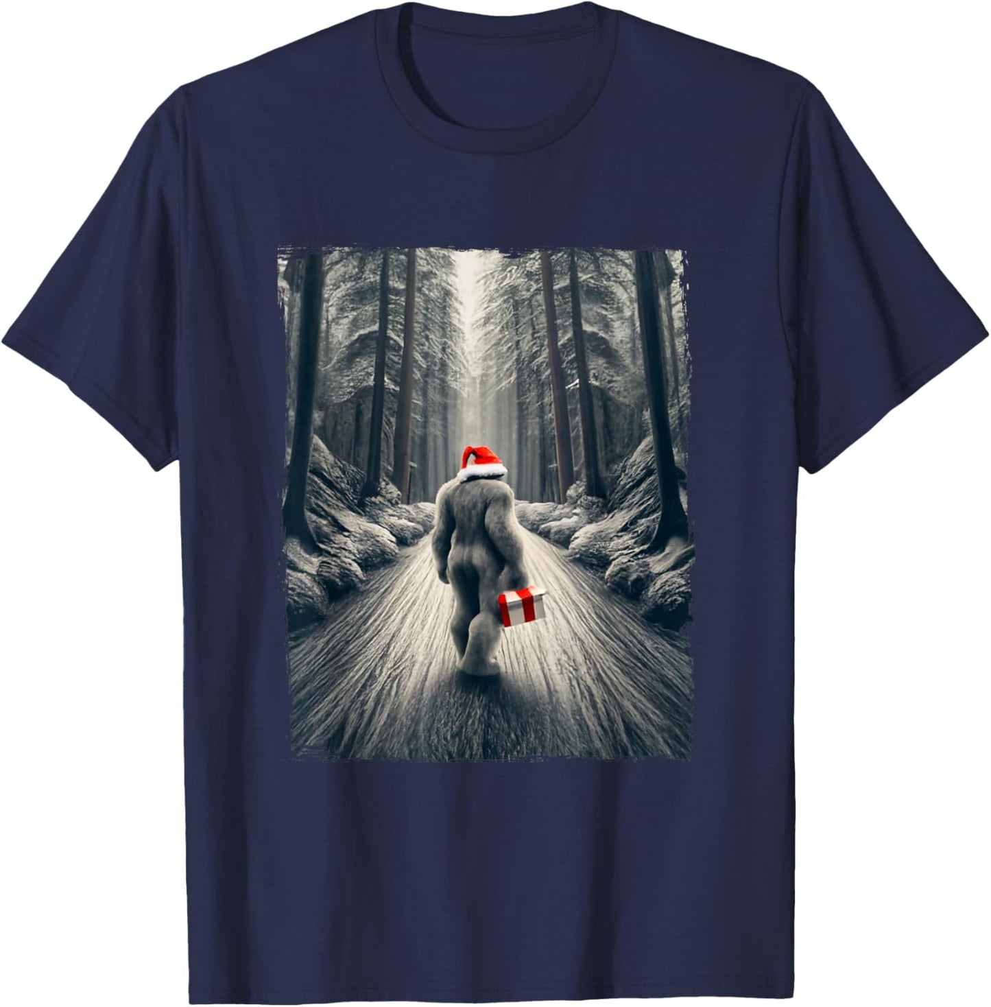 Santa Bigfoot Christmas Sasquatch Believe T-Shirt - T-Shirt | Navy
