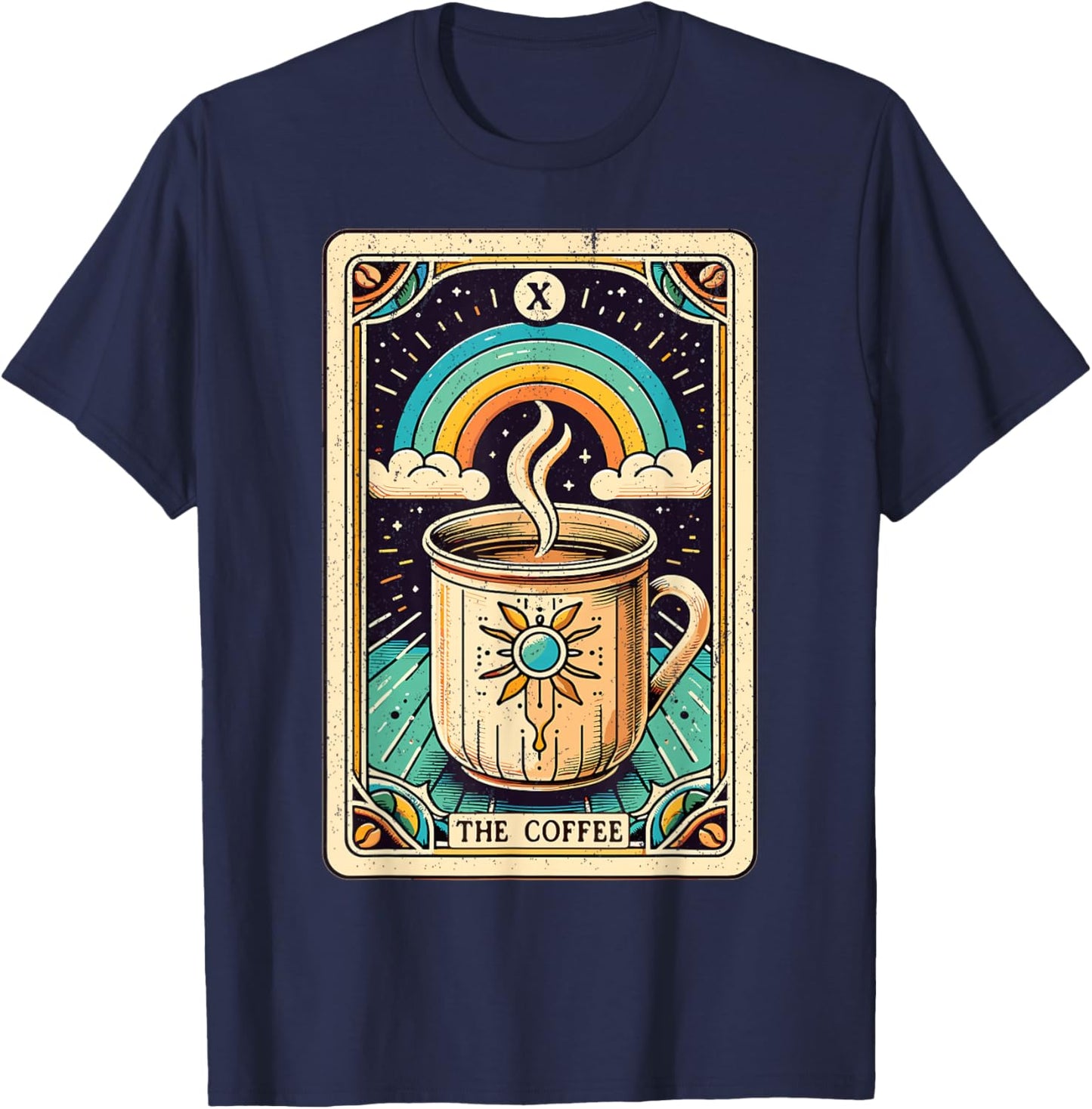Coffee Tarot Card Designs The Coffee Tarot Card Coffee Lover Funny Coffee T-Shirt - T-Shirt | Navy