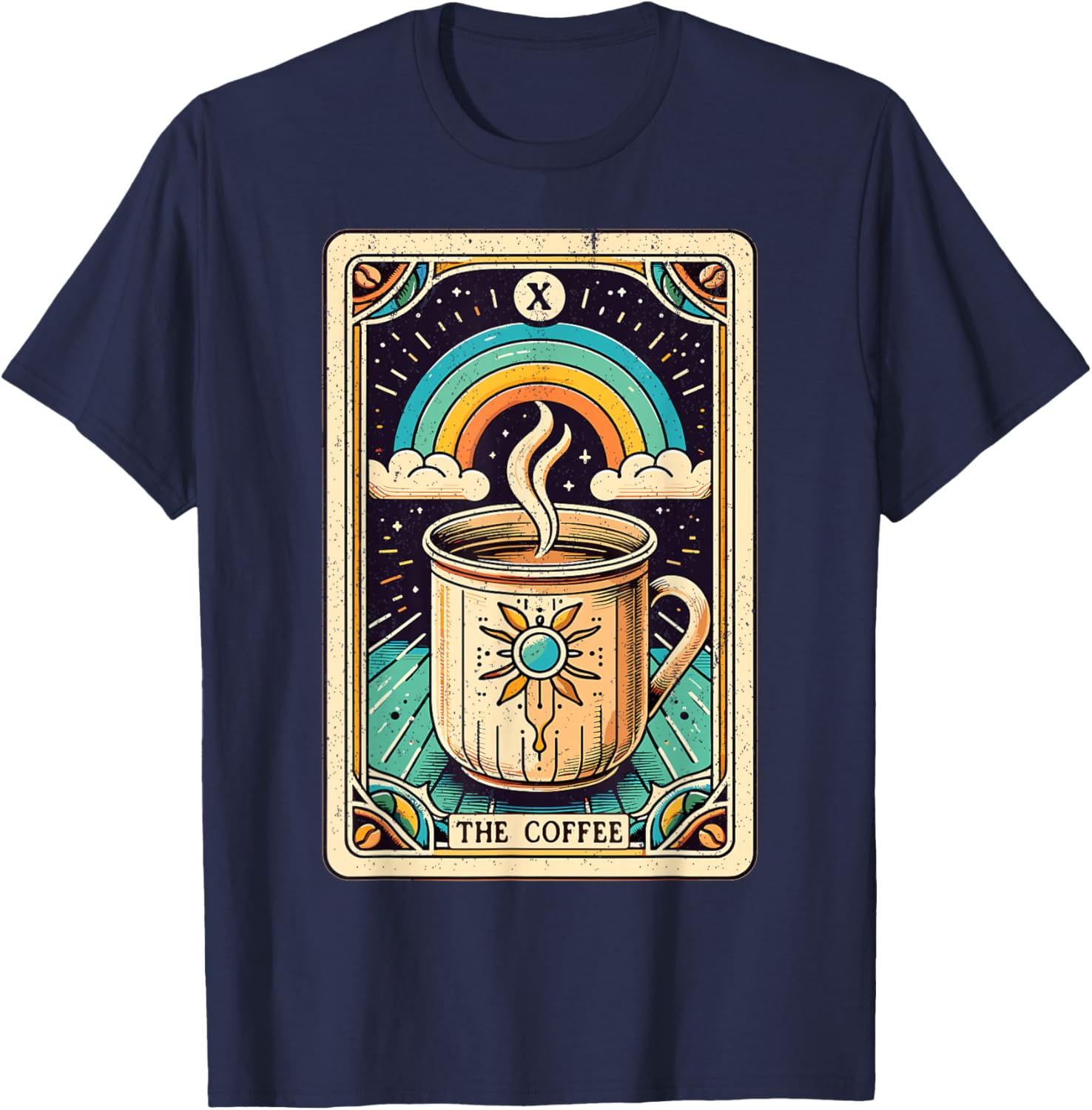 Coffee Tarot Card Designs The Coffee Tarot Card Coffee Lover Funny Coffee T-Shirt - T-Shirt | Navy