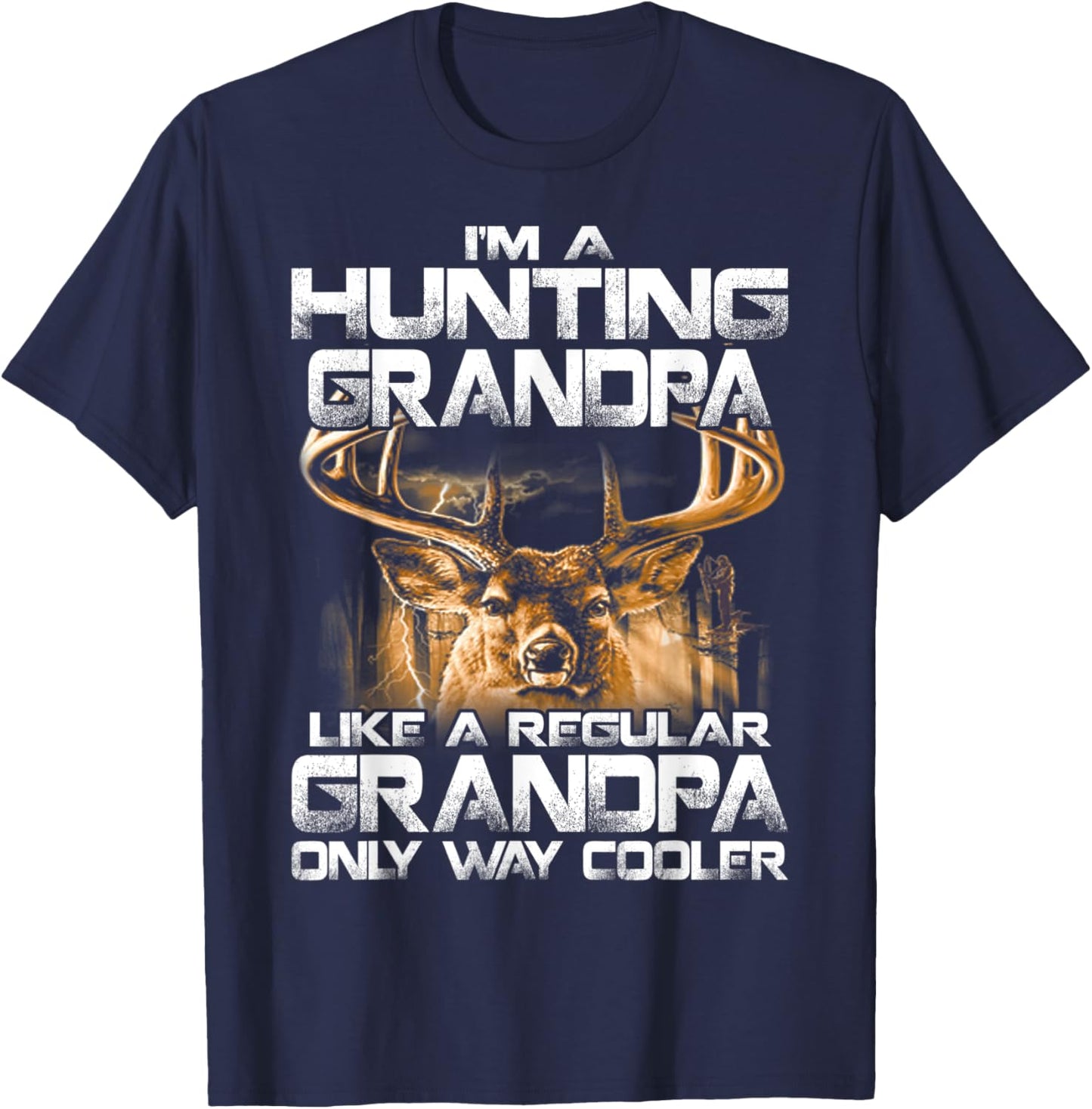 I'm a Hunting Grandpa Vintage Deer Grandfather Dad T-Shirt - T-Shirt | Navy