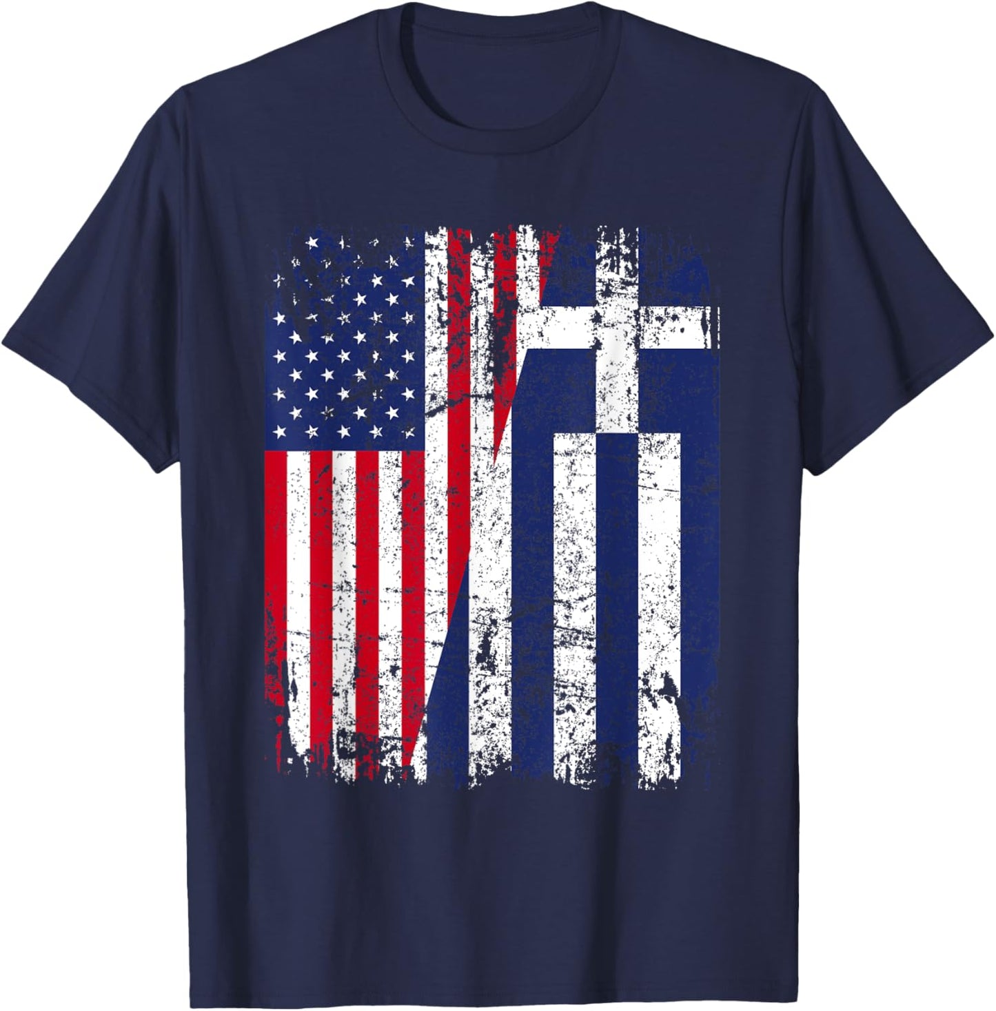 GREEK American Flag | Men Women Kids | GREECE T-Shirt - T-Shirt | Navy