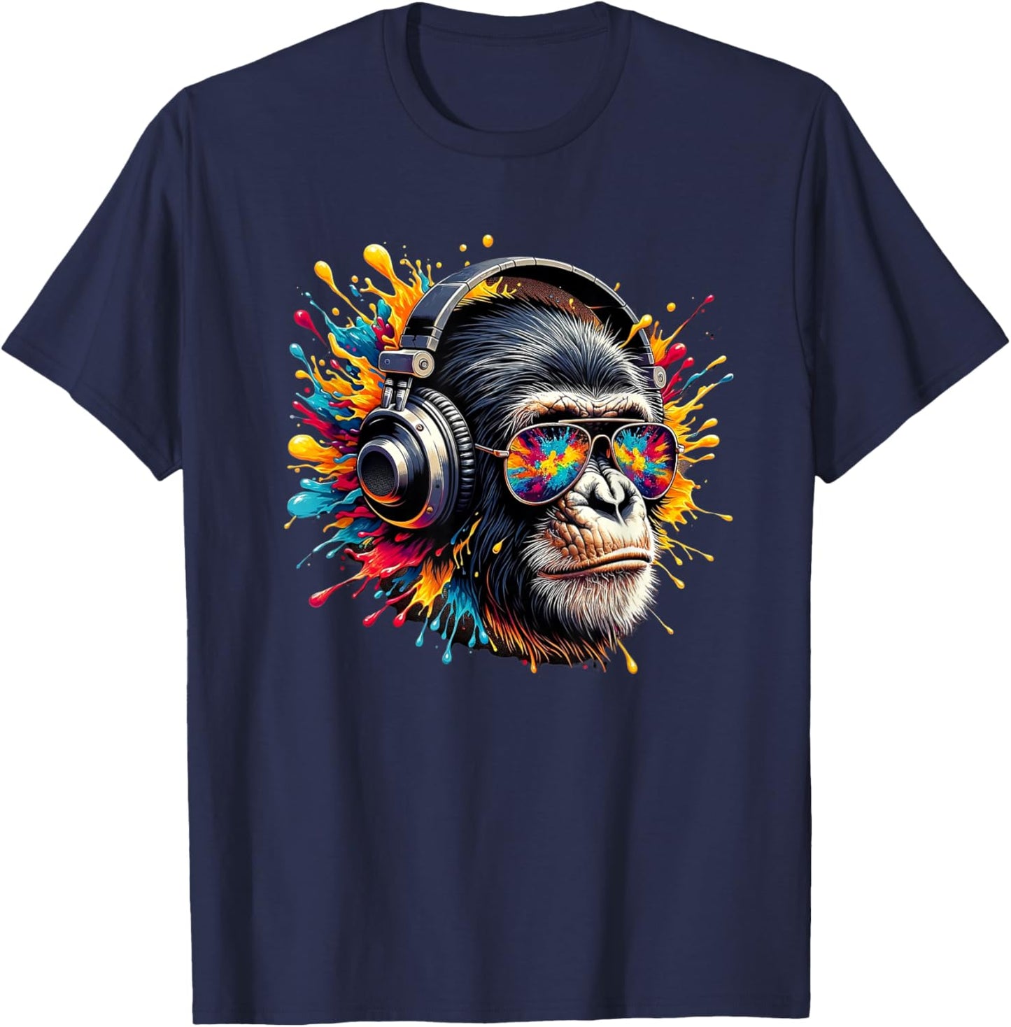 DJ Monkey Affen mit Sonnenbrille T-Shirt - T-Shirt | Navy