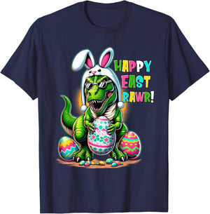 Happy Eastrawr Easter Day T Rex Dinosaur Dino Boys Kids Girl T-Shirt - T-Shirt | Navy