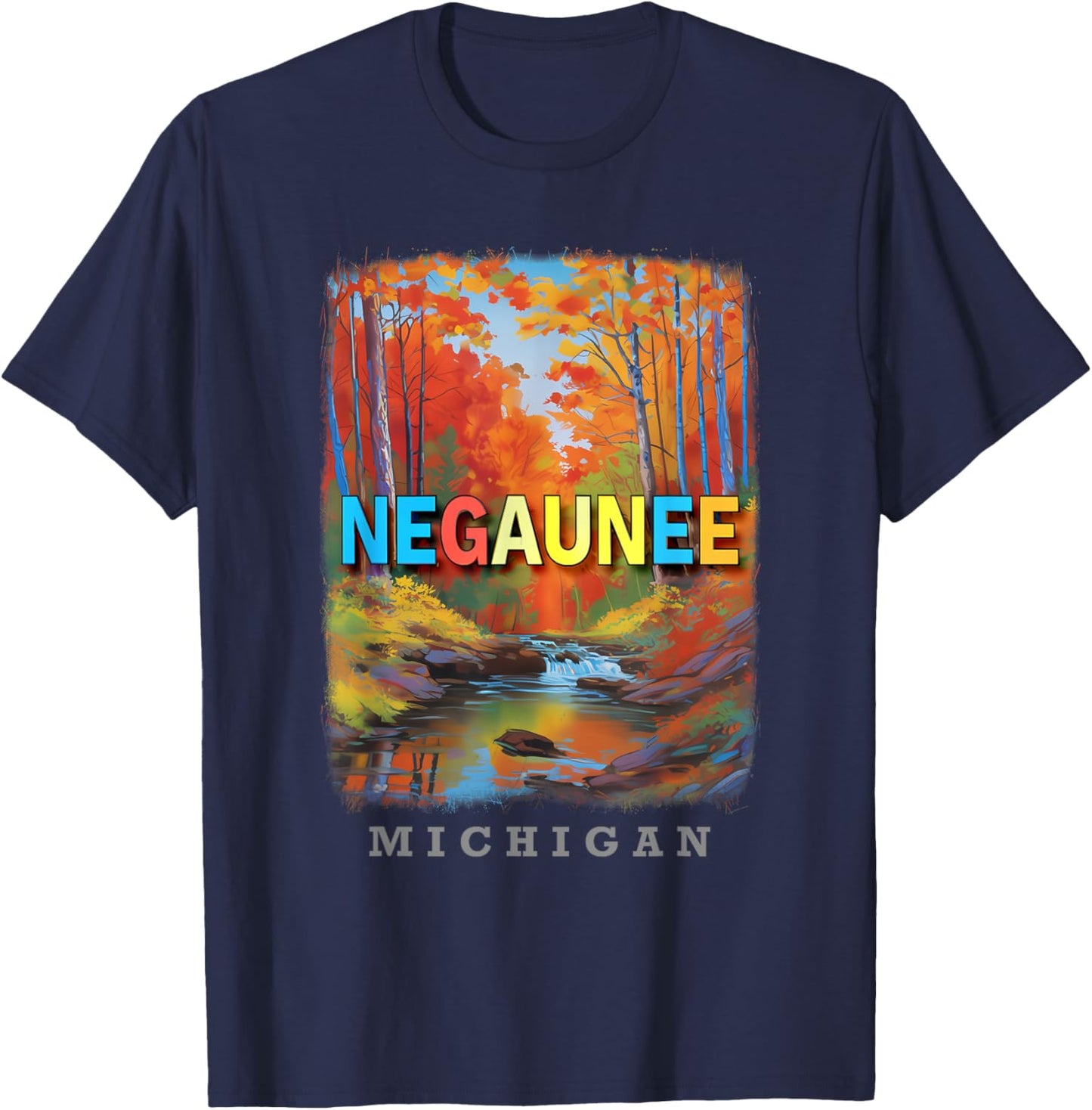 Negaunee Michigan MI Natural Beauty and Recreation SD689 T-Shirt - T-Shirt | Navy