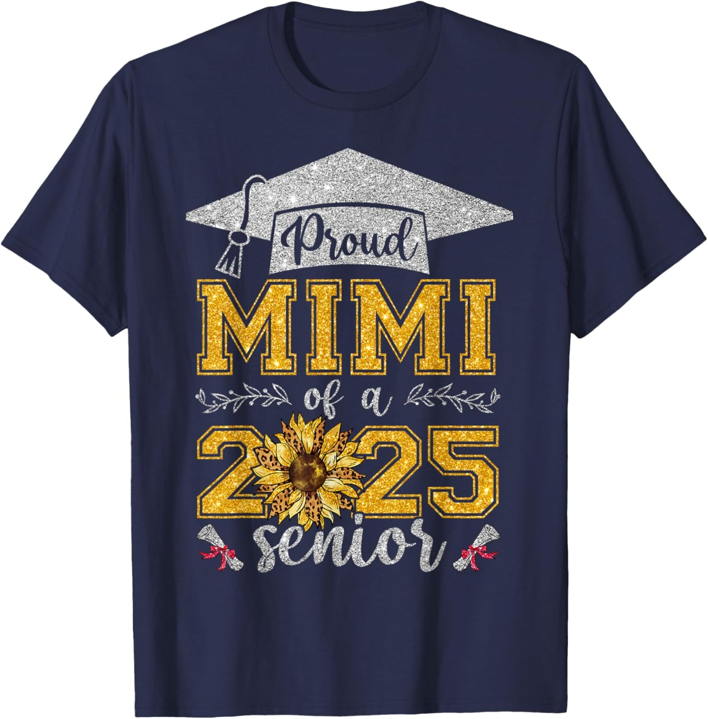 Proud Mimi Of A Class Of 2025 Senior Graduate T-Shirt - T-Shirt | Navy