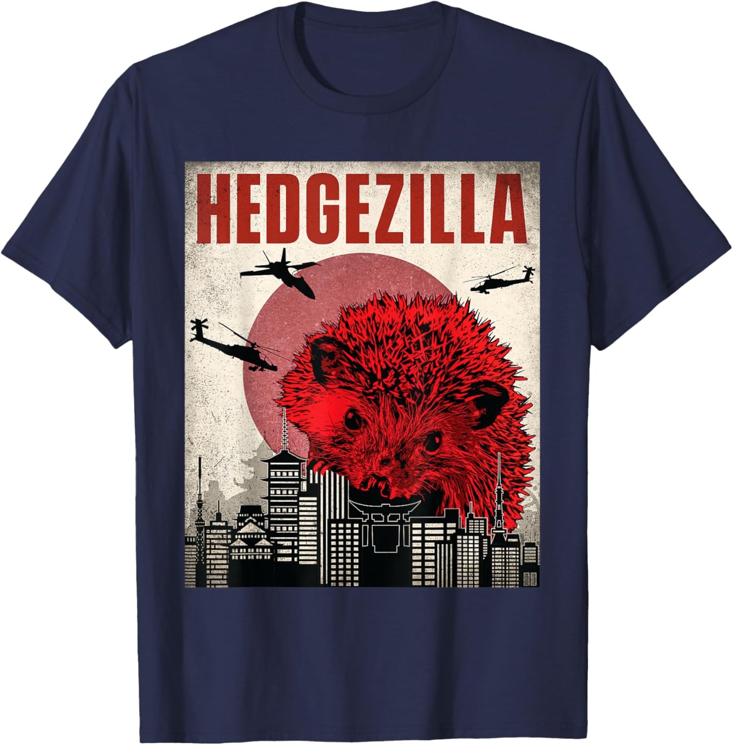 Hedgezilla - Hedgehog Porcupine Animal Lover T-Shirt - T-Shirt | Navy