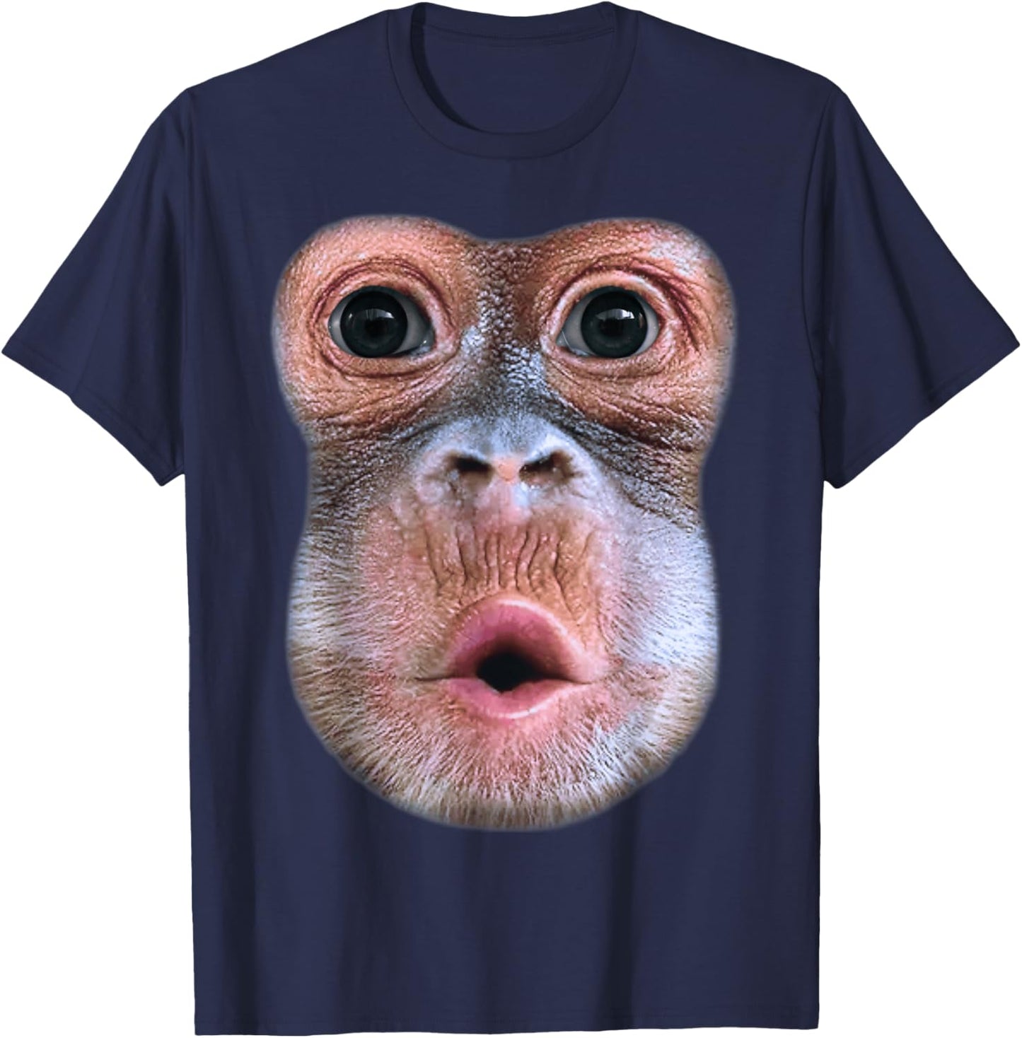 Lustiger Affe bläst Bauchgesicht, Affe Blow Bauch Gesicht T-Shirt - T-Shirt | Navy