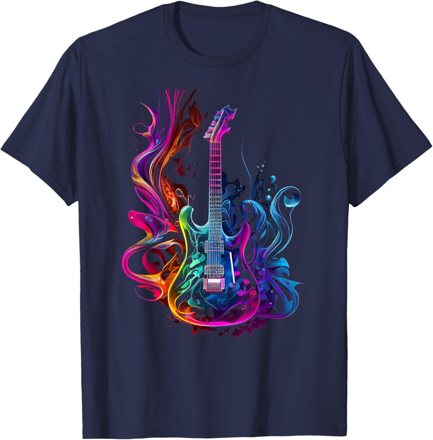 Guitar musician electric guitars player gifts -Adults Black Short Sleeve Small T-Shirt - T-Shirt | Navy