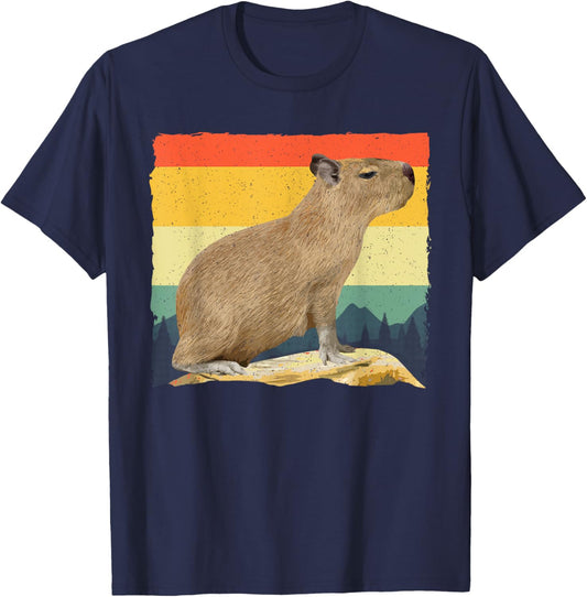 Cool Capybara Women Kids Vintage Animal Lover Rodent T-Shirt - T-Shirt | Navy