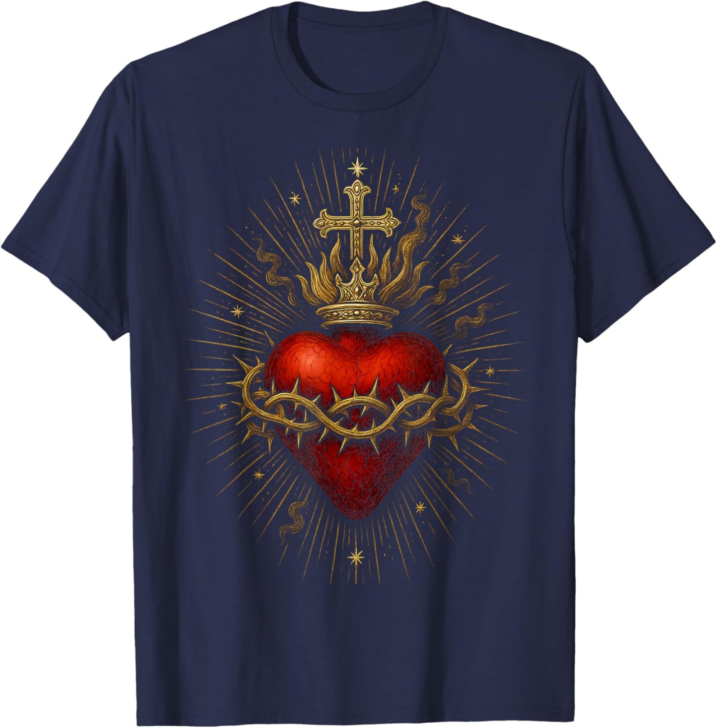 Sacred Heart of Jesus Catholic Christian Church Faith T-Shirt - T-Shirt | Navy