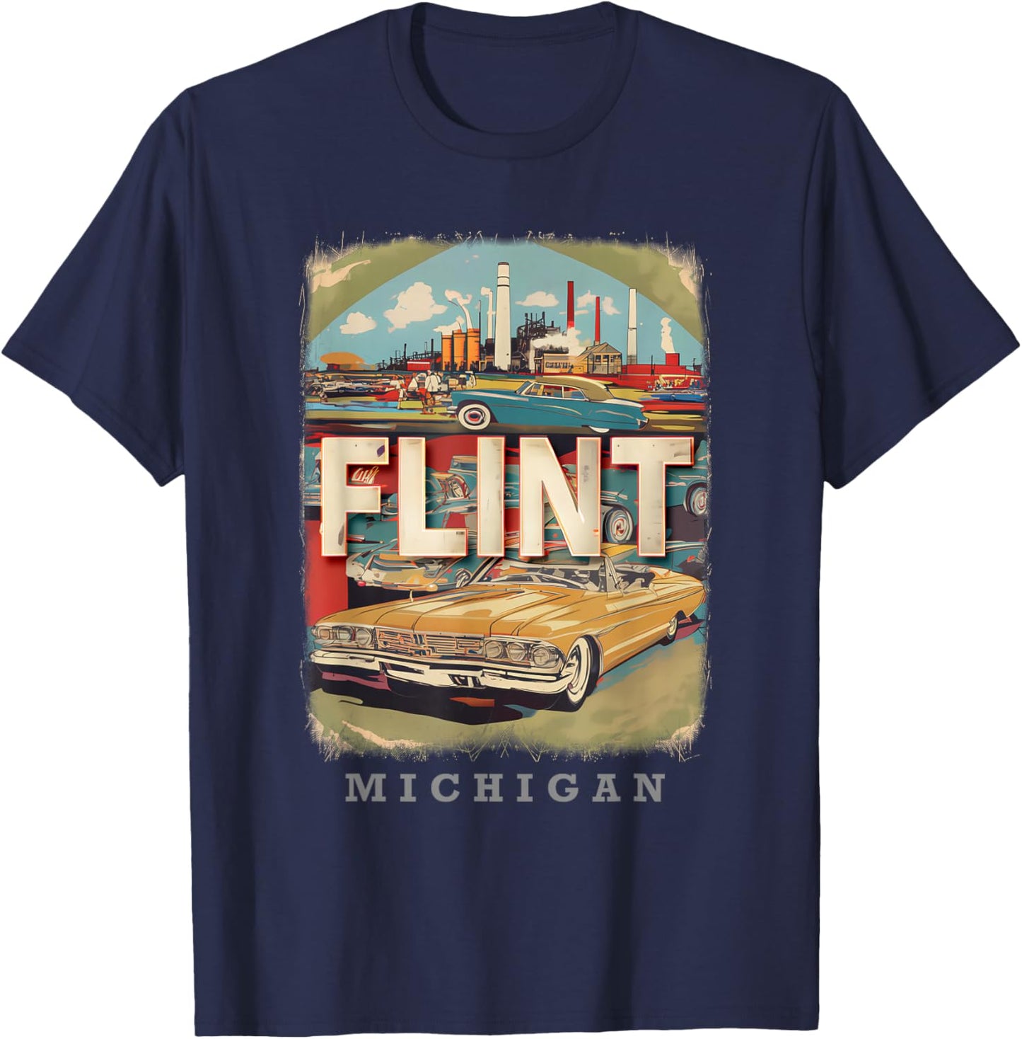 Flint Michigan MI Auto City SD410 T-Shirt - T-Shirt | Navy