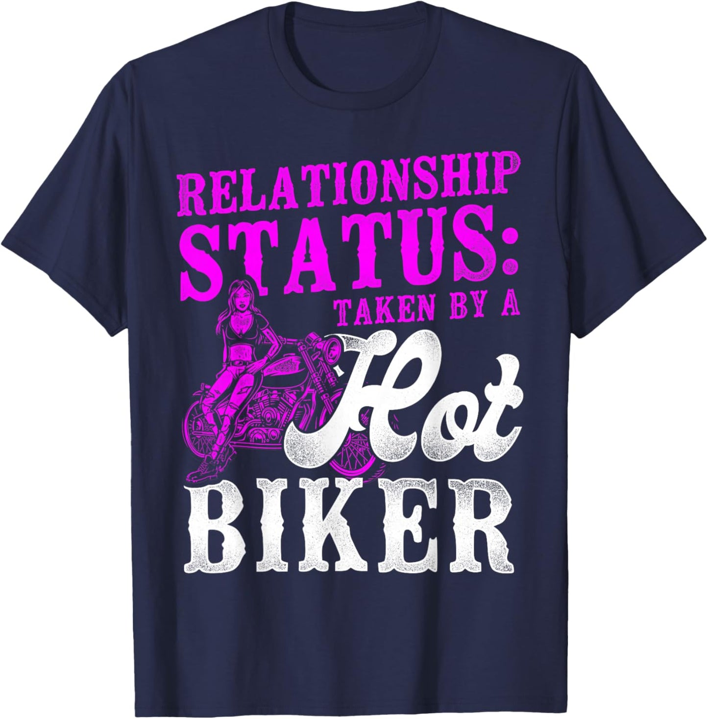 Classic Motorcycle Biker Girlfriend Wife Relationship T-Shirt - T-Shirt | Navy