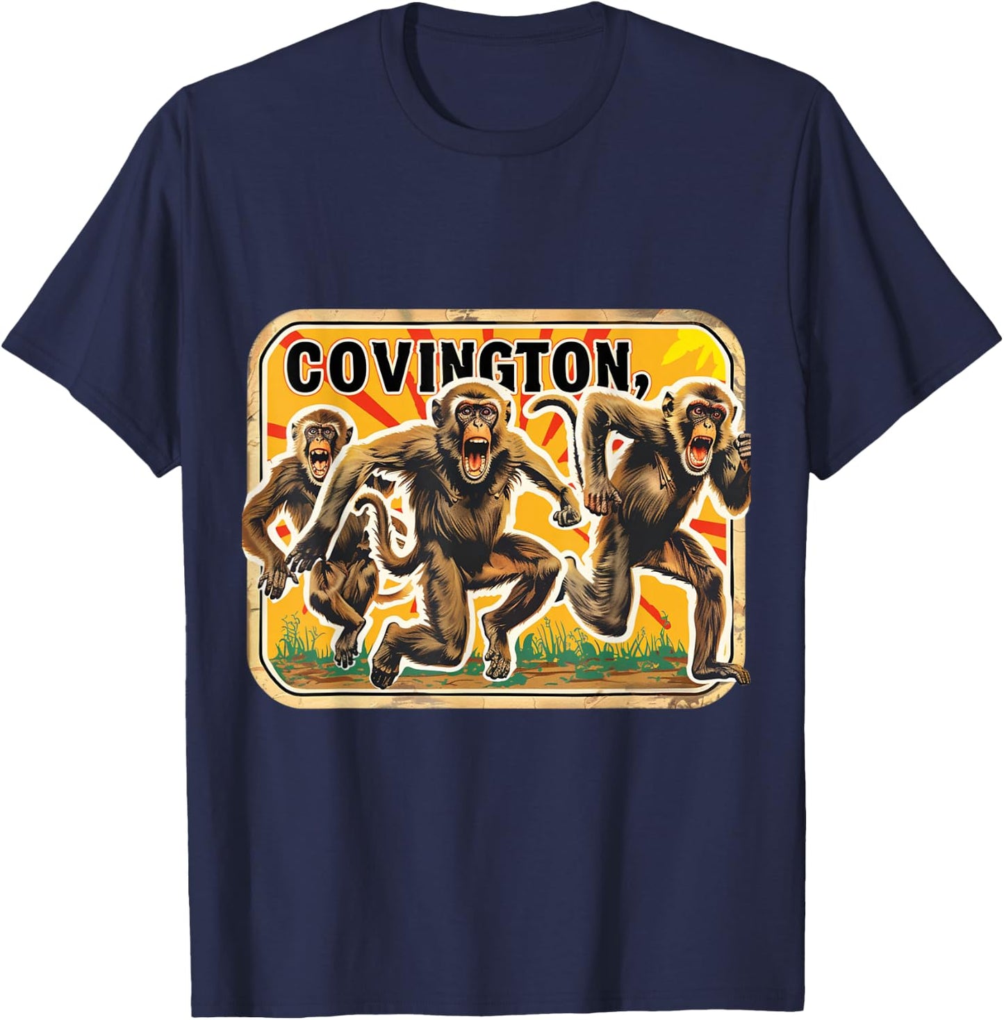 Covington Louisiana Primate Escape Rhesus Macaques Monkeys T-Shirt - T-Shirt | Navy