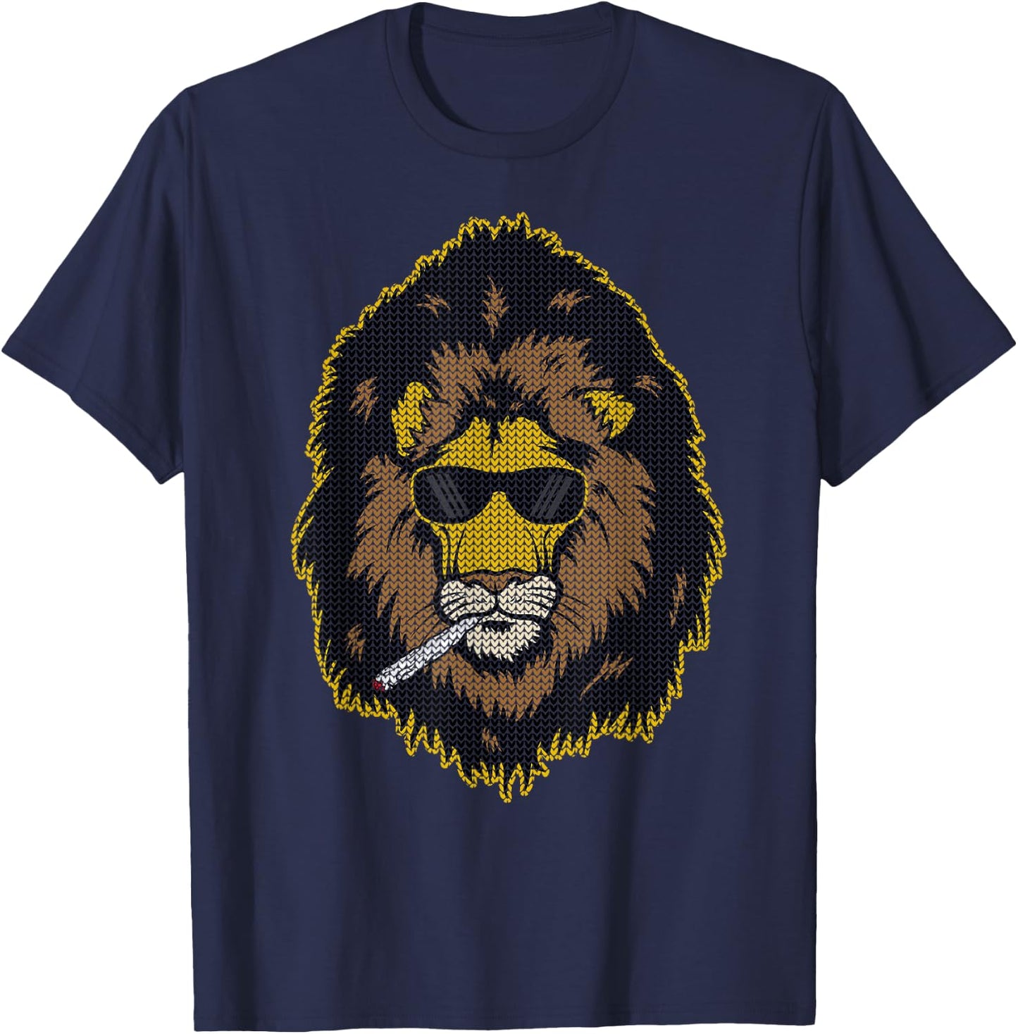 Pot Smoking Lion T-Shirt - T-Shirt | Navy