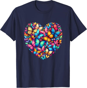 Butterfly Love Colorful Butterflies Art Beautiful Garden T-Shirt - T-Shirt | Navy