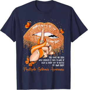 Dripping Lips Butterflies Multiple Sclerosis Awareness T-Shirt - T-Shirt | Navy