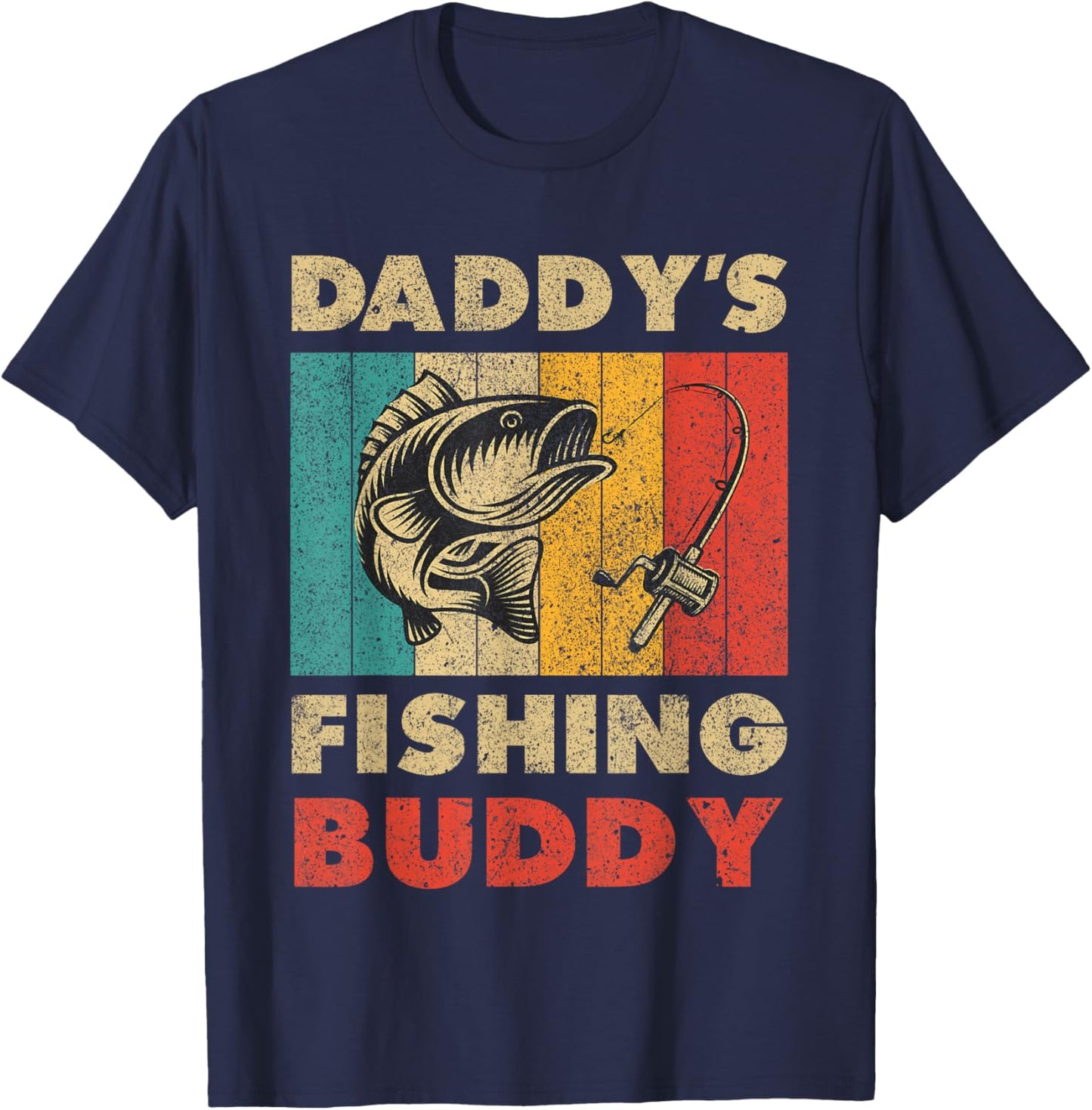 Funny Fishing Daddy's Fishing Buddy Vintage Fishing T-Shirt - T-Shirt | Navy